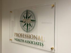 Frosted office lobby signs for associates
