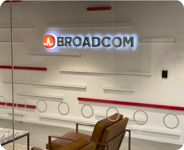 Interior lobby sign of Broadcom business